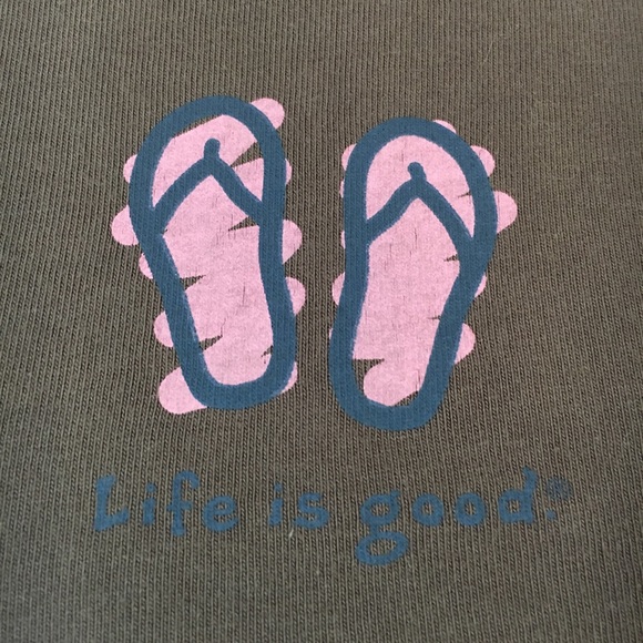 Cute Brown “Life is Good” Flip-Flops Tee - Picture 3 of 8